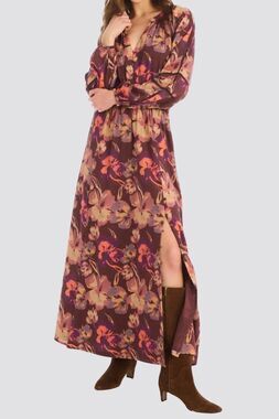 NWT Allison Leo Maxi Dress Sz Medium Brown Floral